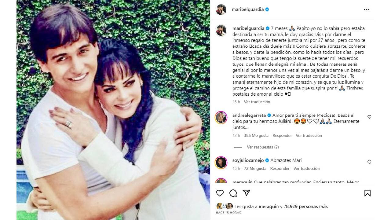 Maribel Guardia y su hijo Julián Figueroa.