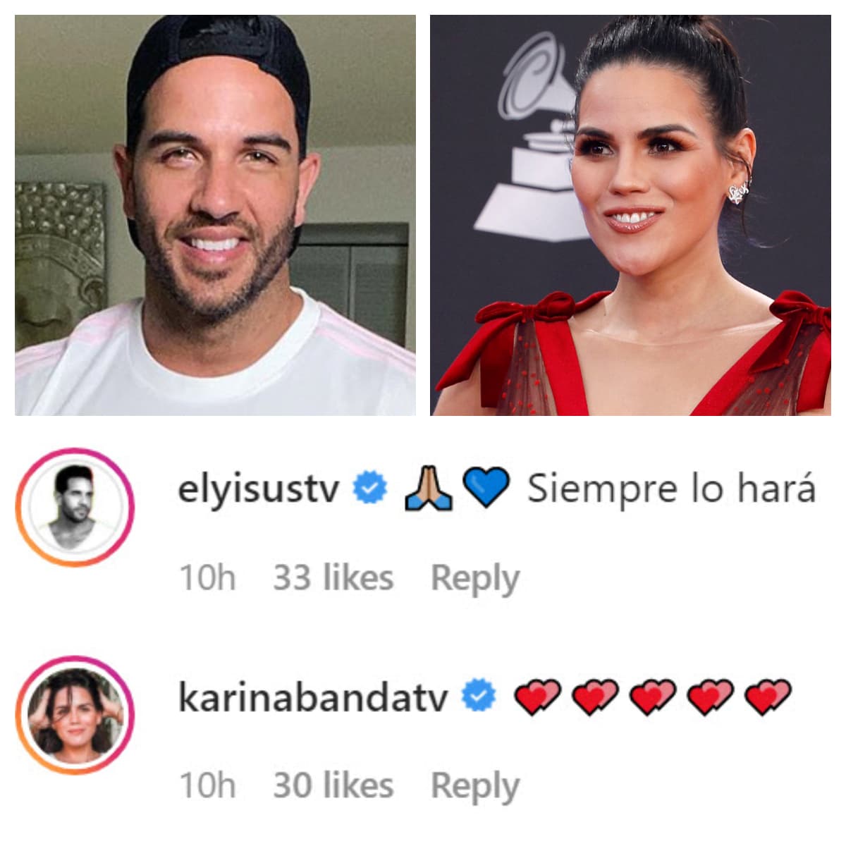 <b><a href="https://www.univision.com/shows/el-gordo-y-la-flaca/karina-banda-origenes-edad-trayectoria-y-ejemplo-de-vida" target="_blank">Karina Banda</a></b> y 
<b><a href="https://www.univision.com/shows/despierta-america/el-chef-yisus-promete-sabor-y-mucho-amor-con-el-lanzamiento-de-su-primer-libro-de-recetas-fotos" target="_blank">El Chef Yisus</a></b> le demostraron su cariño y le mandaron las mejores vibras para la gran noche.