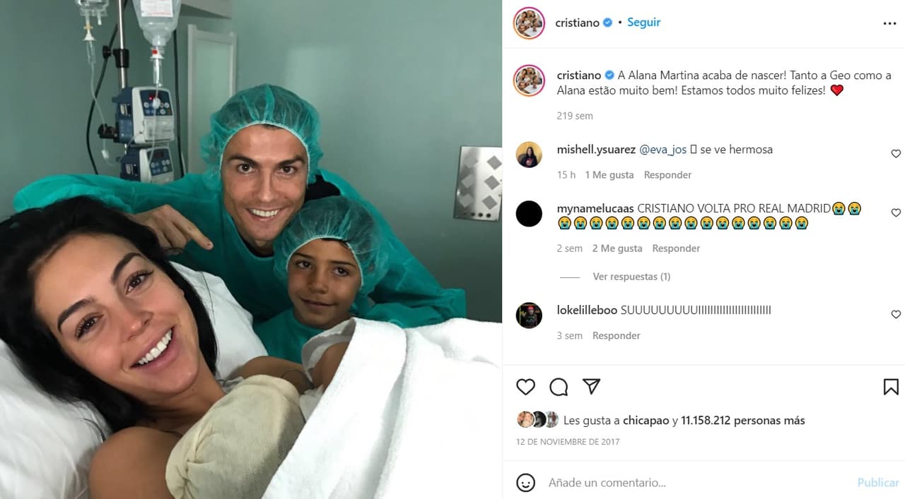 Así anunció, Cristiano Ronaldo, la llegada de su hija Alana Martina.