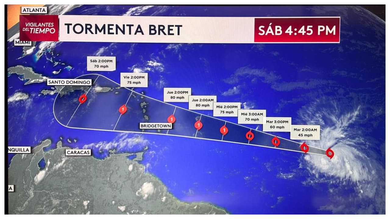 Se forma la tormenta tropical Bret con vientos sostenidos de 40 mph