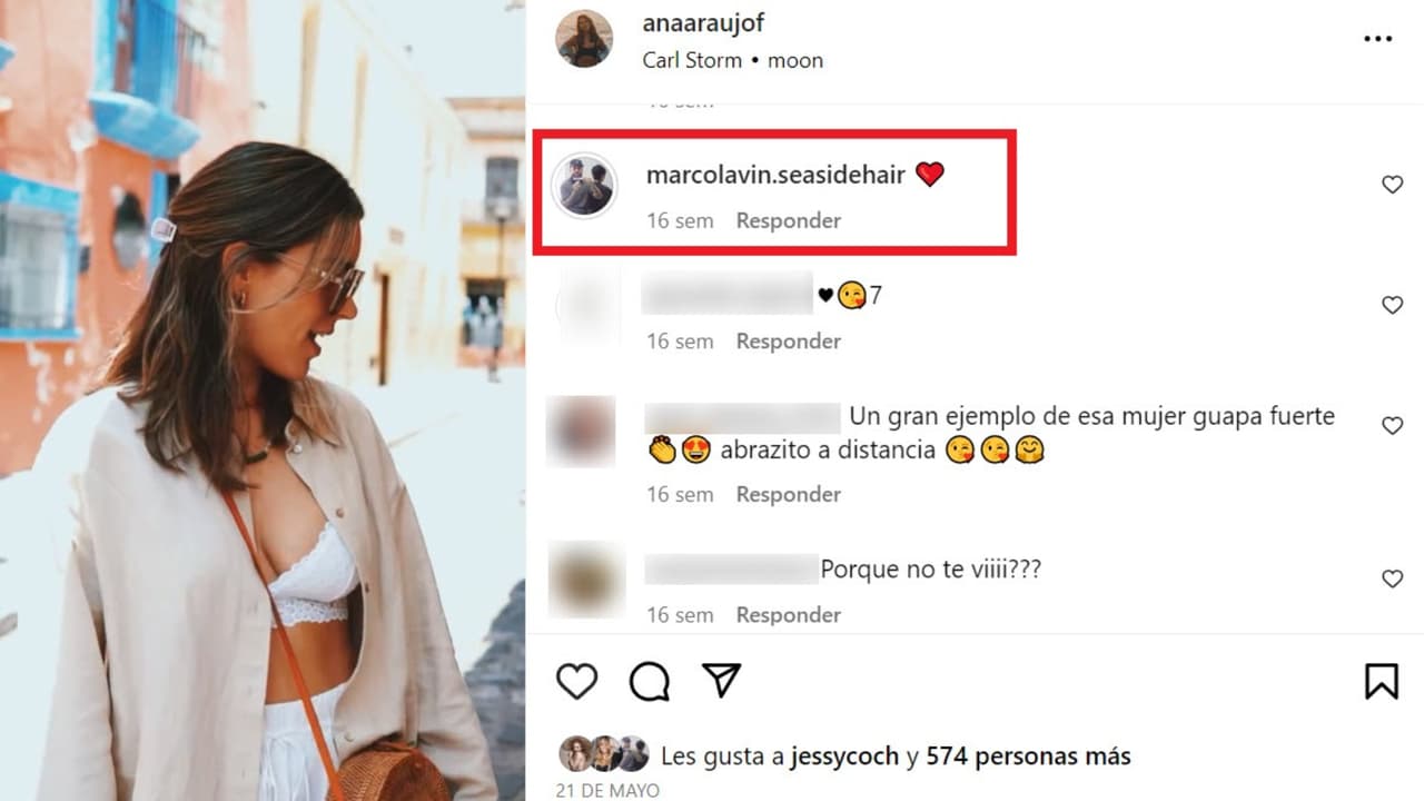 Desde finales de mayo, Marco Lavin le dejaba mensajes a Ana Araujo en Instagram como se ve en esta publicación.