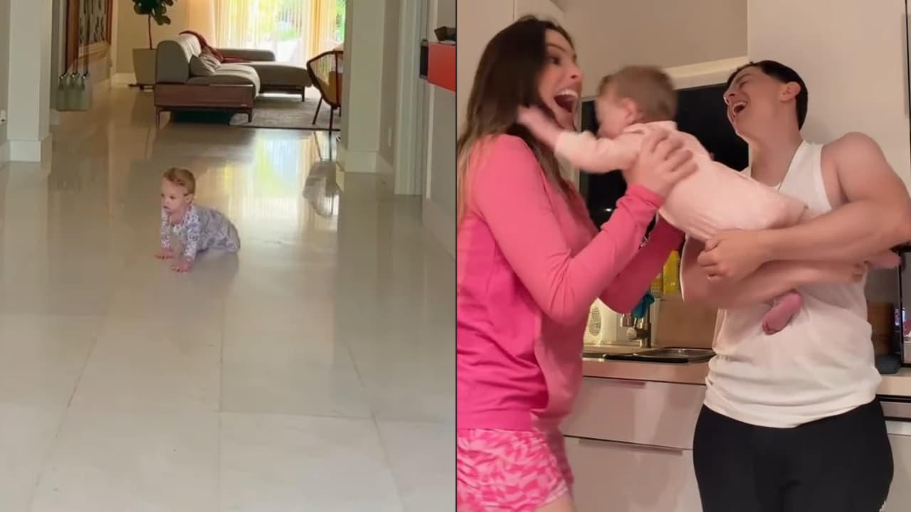 ¡No te escaparás! Lele Pons muestra cómo la persigue su bebita Eloísa