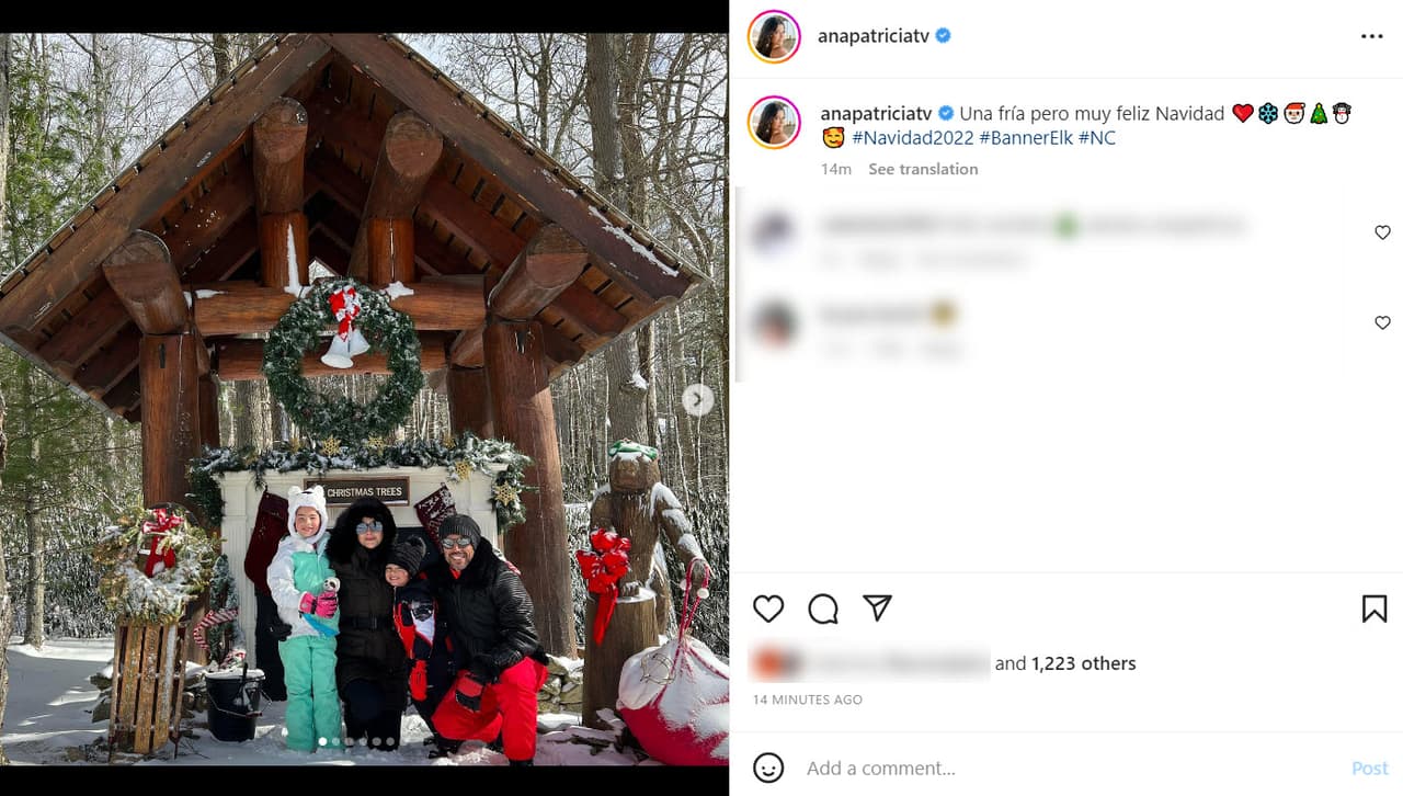 <b>Ana Patricia</b> y su familia viajaron al pueblo de Banner Elk en Carolina del Norte para pasar una blanca Navidad.