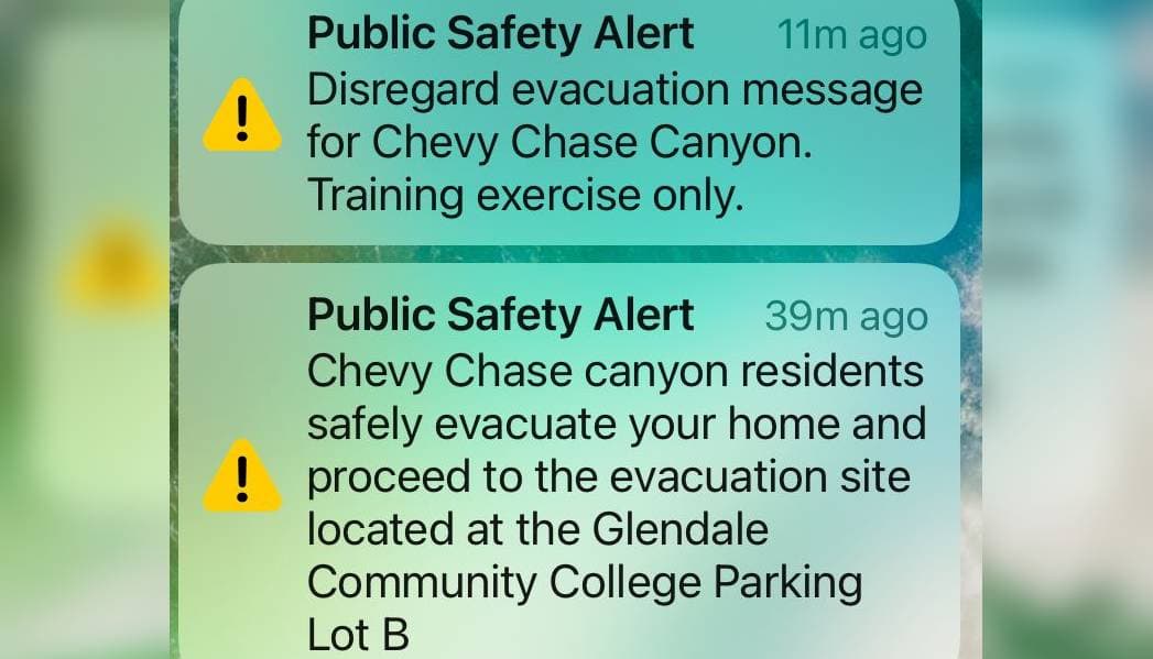 Alerta de evacuación de emergencia era un simulacro en Glendale