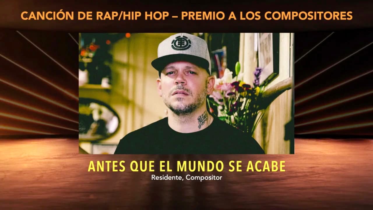 La Mejor Canción de Rap/Hip Hop fue ‘Antes que el mundo se acabe’, para Residente.