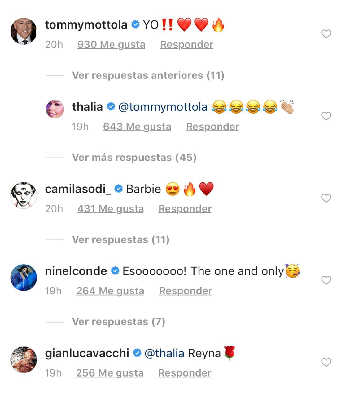 Como su esposo, el productor musical Tommy Mottola, quien simplemente escribió: “Yo ‼️❤️ ❤️🔥”.
<br>