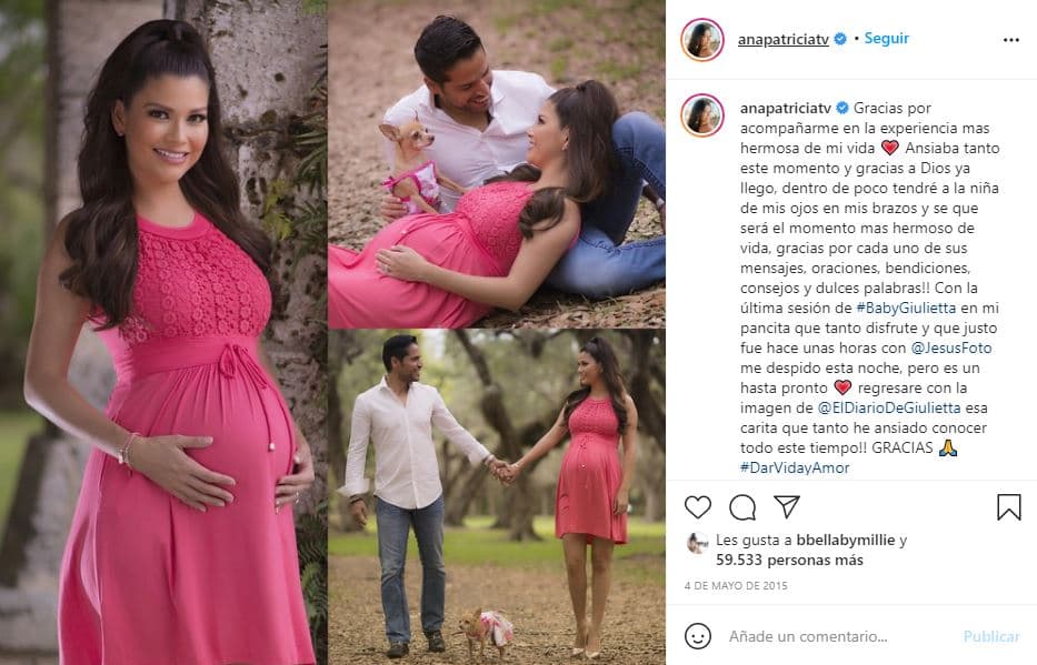 Un día antes del nacimiento de la bebé, usó su cuenta para relatar lo conmovida que estaba: "Dentro de poco tendré a la niña de mis ojos en mis brazos y sé que será el momento más hermoso de mi vida".