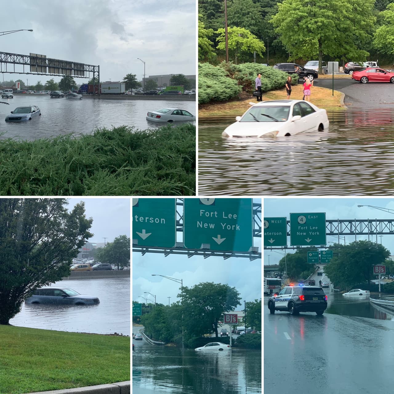Las lluvias provocaron inundaciones en varios sectores de Nueva Jersey que dejaron varios vehículos varados.