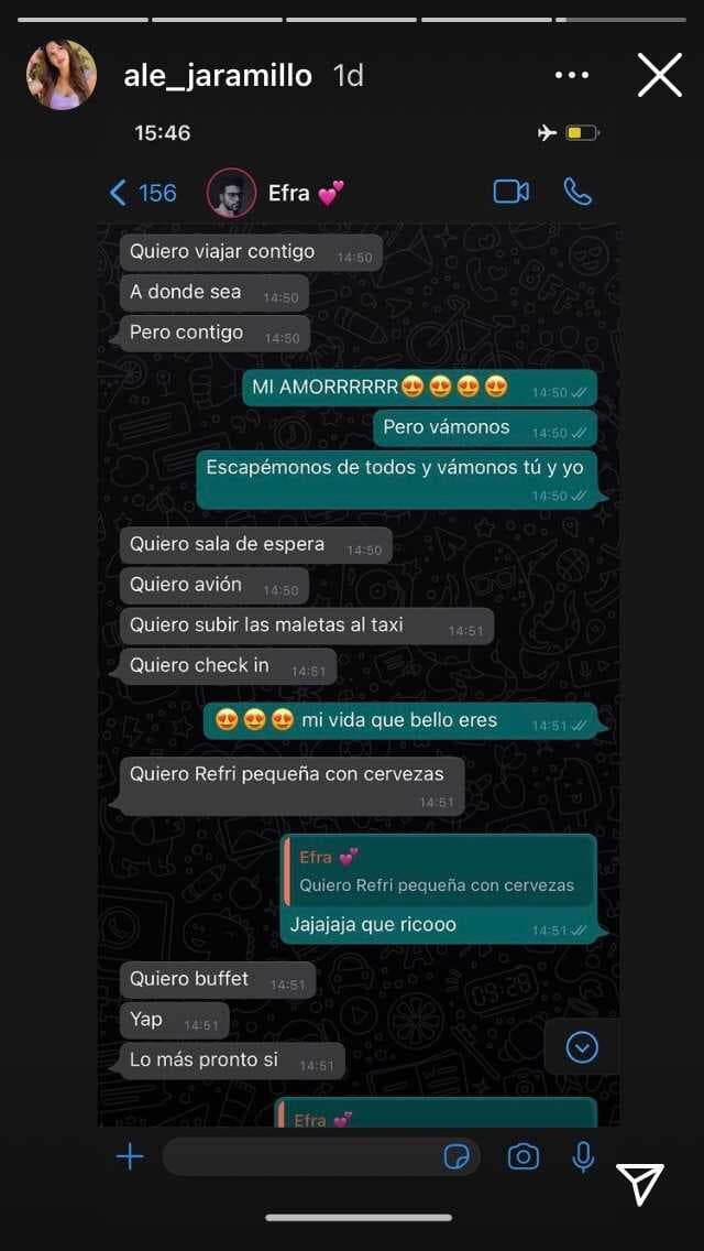 Ruales deseaba viajar a su lado y disfrutar de un "buffet" y un "refri" con cervezas.