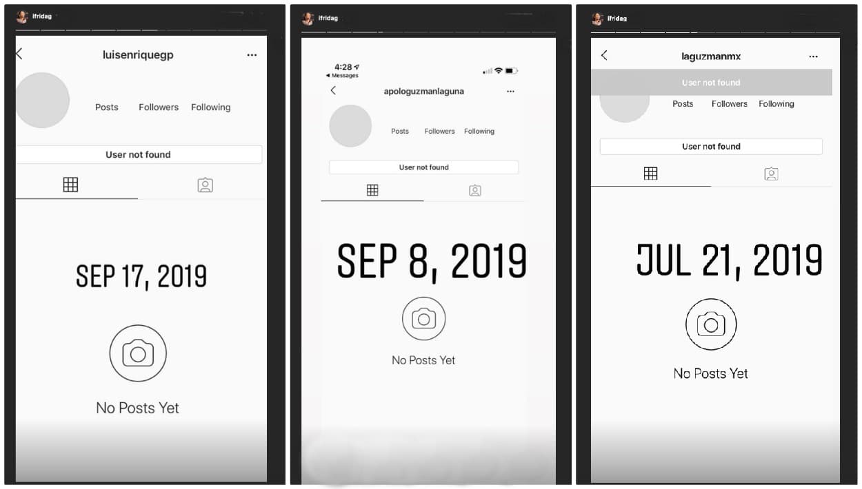Frida Sofía publicó estas imágenes que muestran cómo cuando intenta accesar los perfiles en Instagram tanto de 
<b><a href="https://www.univision.com/famosos/el-talento-de-frida-sofia-le-permitira-tener-una-concesion-especial-para-poder-trabajar-en-eeuu-segun-su-tio-fotos">su tío Luis Enrique Guzmán</a></b>, su nuevo primo, Apolo, y el de 
<b><a href="https://www.univision.com/shows/el-gordo-y-la-flaca/alejandra-guzman-desmiente-que-haya-bloqueado-a-frida-sofia-en-redes-y-cuenta-cual-ha-sido-su-aprendizaje-video">su madre, Alejandra Guzmán</a></b>, se le hace imposible porque, como usuaria, la han bloqueado.