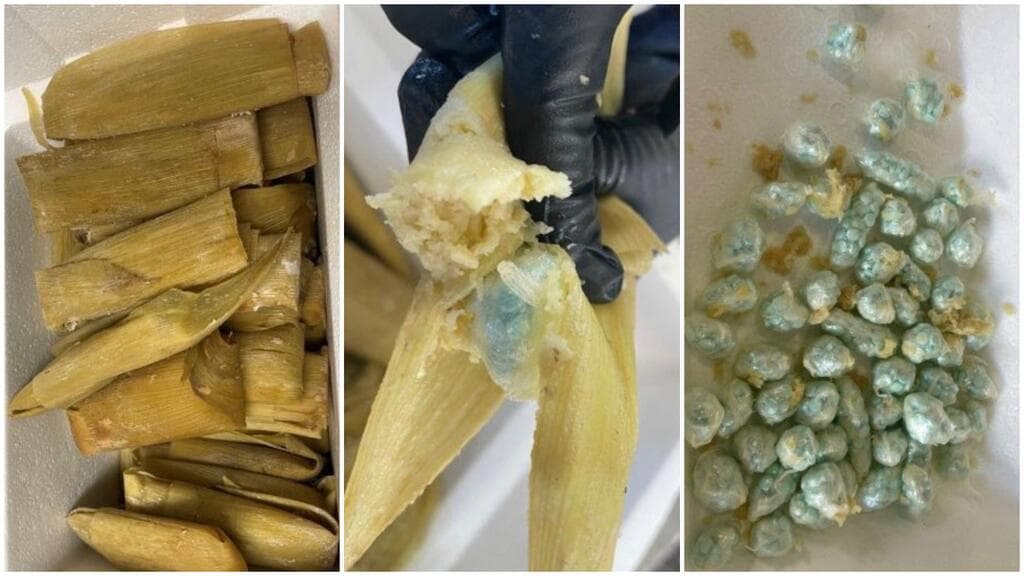 A mediados de ese mes, en el puerto de Nogales se encontró una hielera 
<b><a href="https://www.univision.com/local/arizona-ktvw/tamales-fentanilo-pastillas-nogales-arizona" target="_blank">llena de tamales que escondían en su interior bolsitas con miles de pastillas de fentanilo</a></b>.