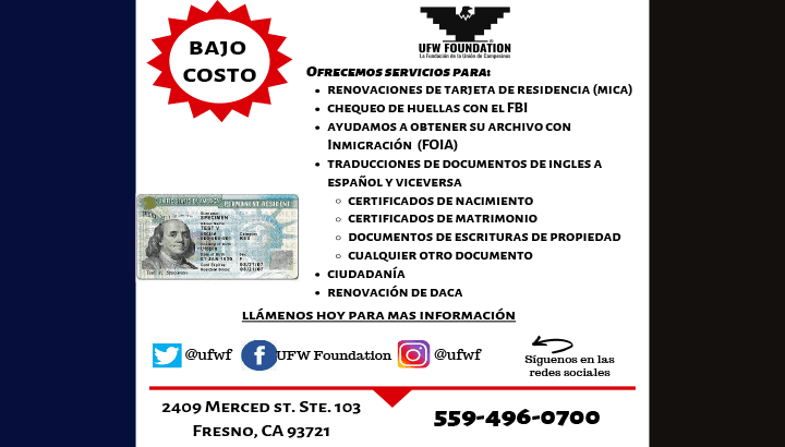 Asistencia para trámites de DACA y ciudadanía.