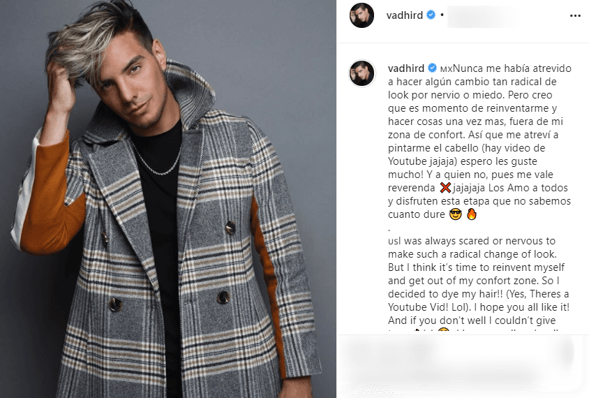 Vadhir sorprende a sus fans con un radical cambio de look