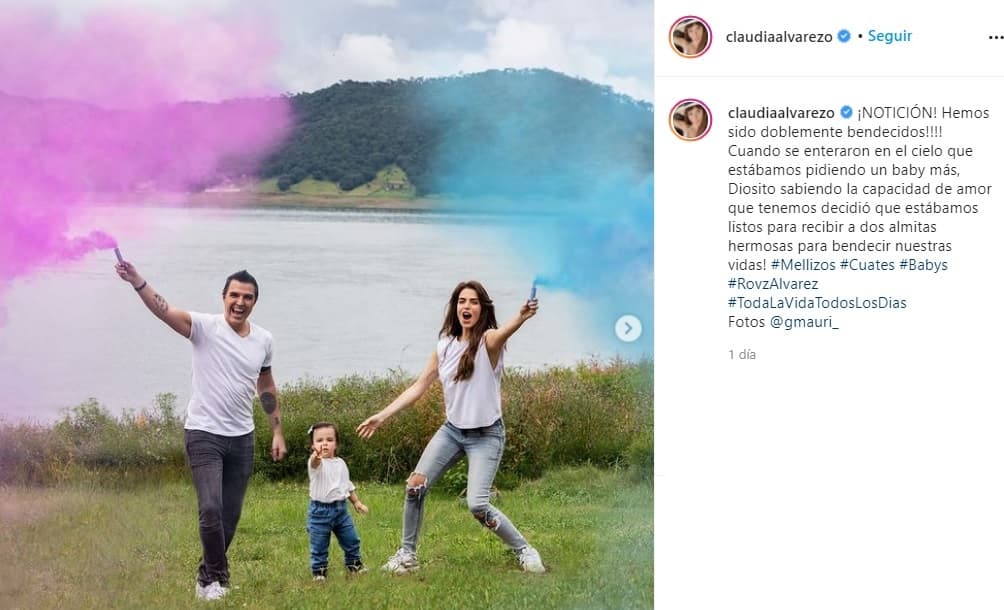 Sin embargo, esa no fue la única sorpresa que dio al público, pues en el mensaje al pie de las fotos en las que aparece con su esposo Billy Rovzar y su primera hija 
<b>reveló que espera mellizos</b>, una niña y un niño.
