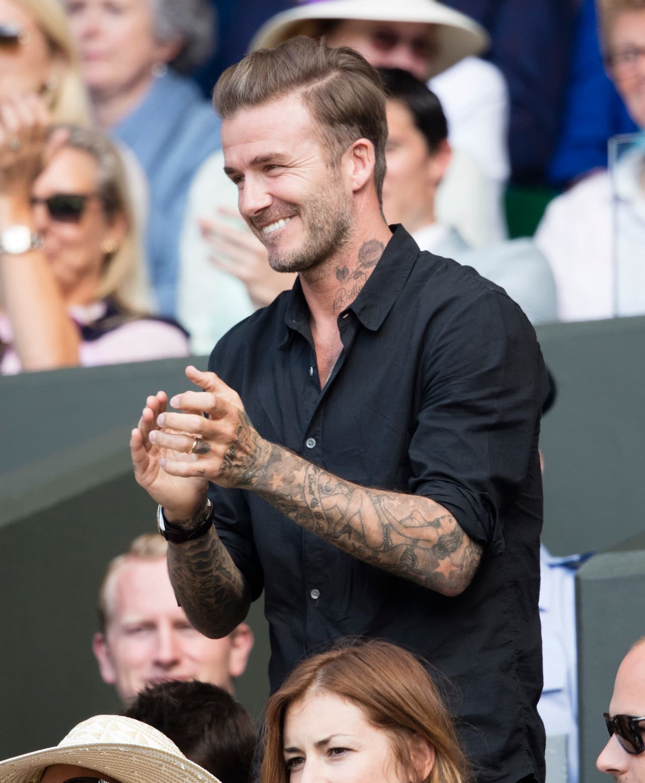 David Beckham festejando tras la victoria.