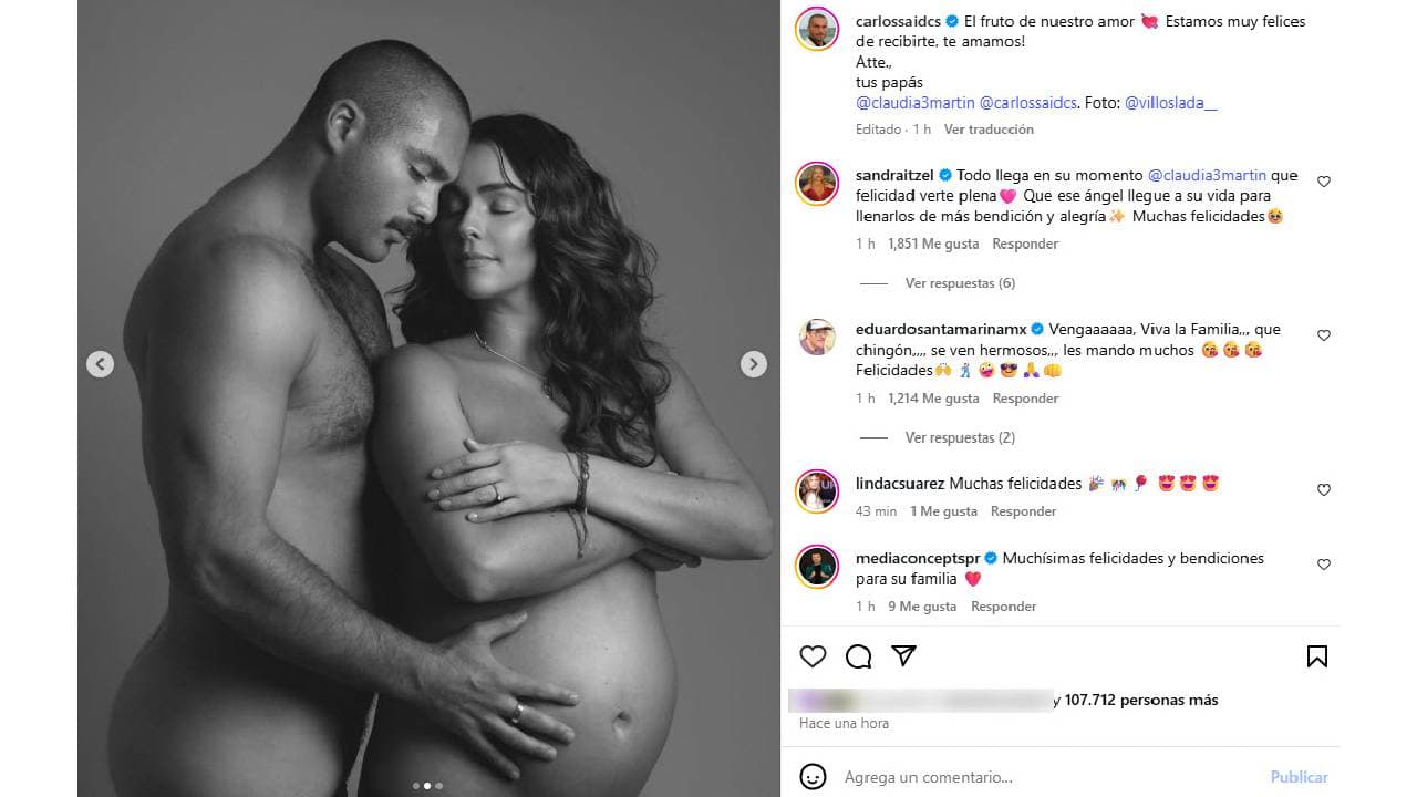Claudia Martin y Carlos Saíd anuncian embarazo.