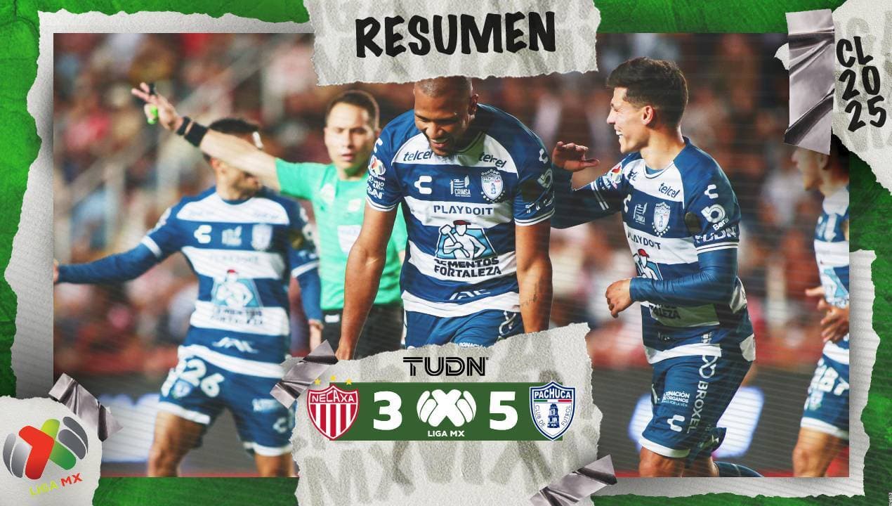 Pachuca hace la 'manita' al Necaxa en partidazo con golazos