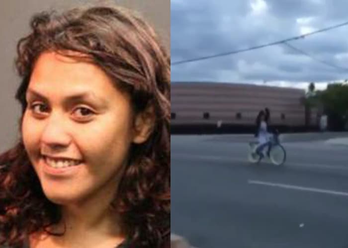 Se dio a la fuga en bicicleta y saludó mientras la policía la persigue por un apuñalamiento