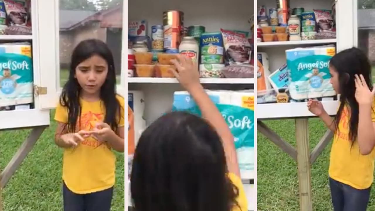 Con la ayuda de sus padres y vecinos habilitó la alacena frente a su casa, la surte con donativos de la comunidad y está abierta al público.