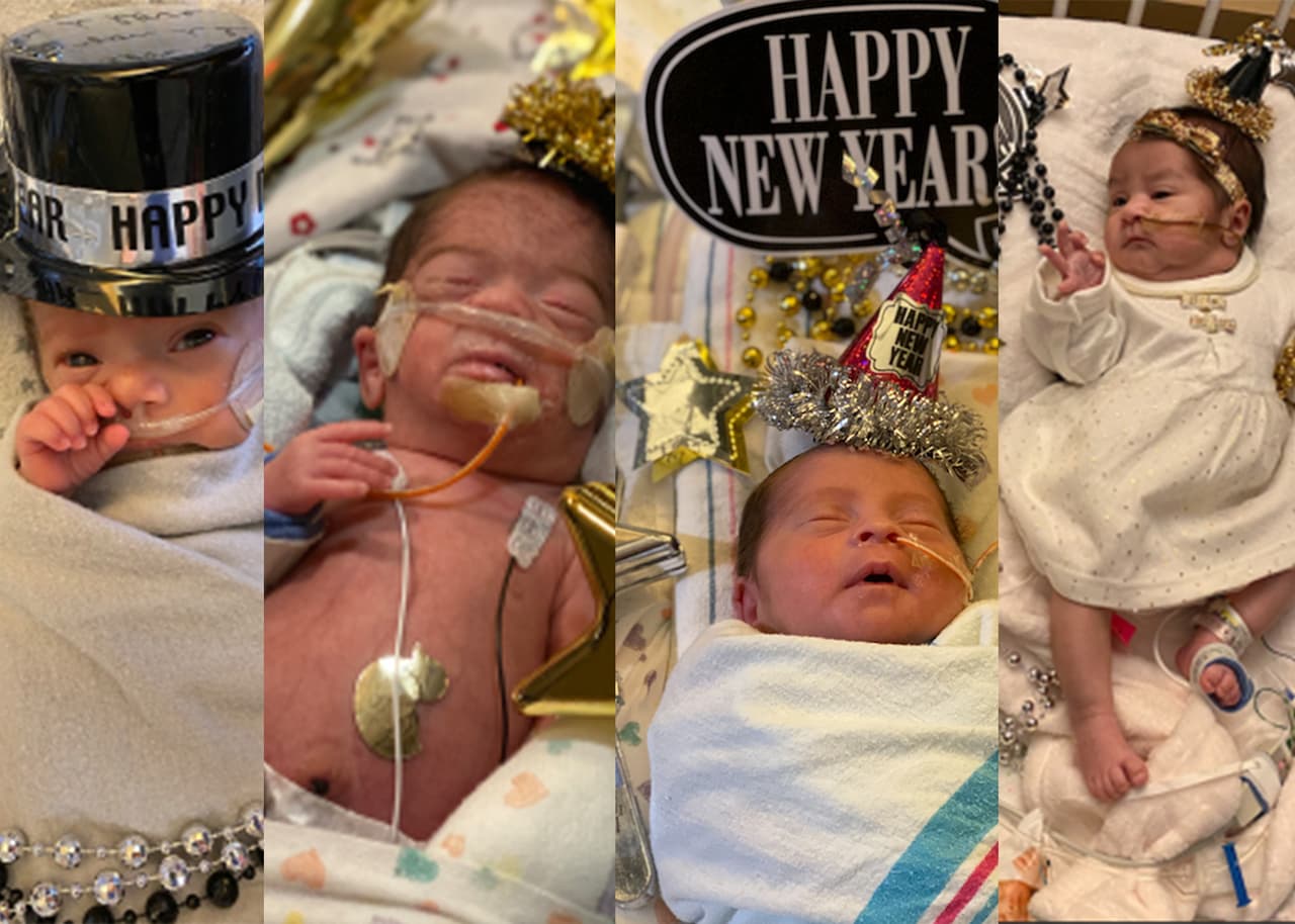 Los cuatro bebés y sus familias comparten la felicidad de sus nacimientos y desean que el próximo año sea próspero y lleno de felicidad.