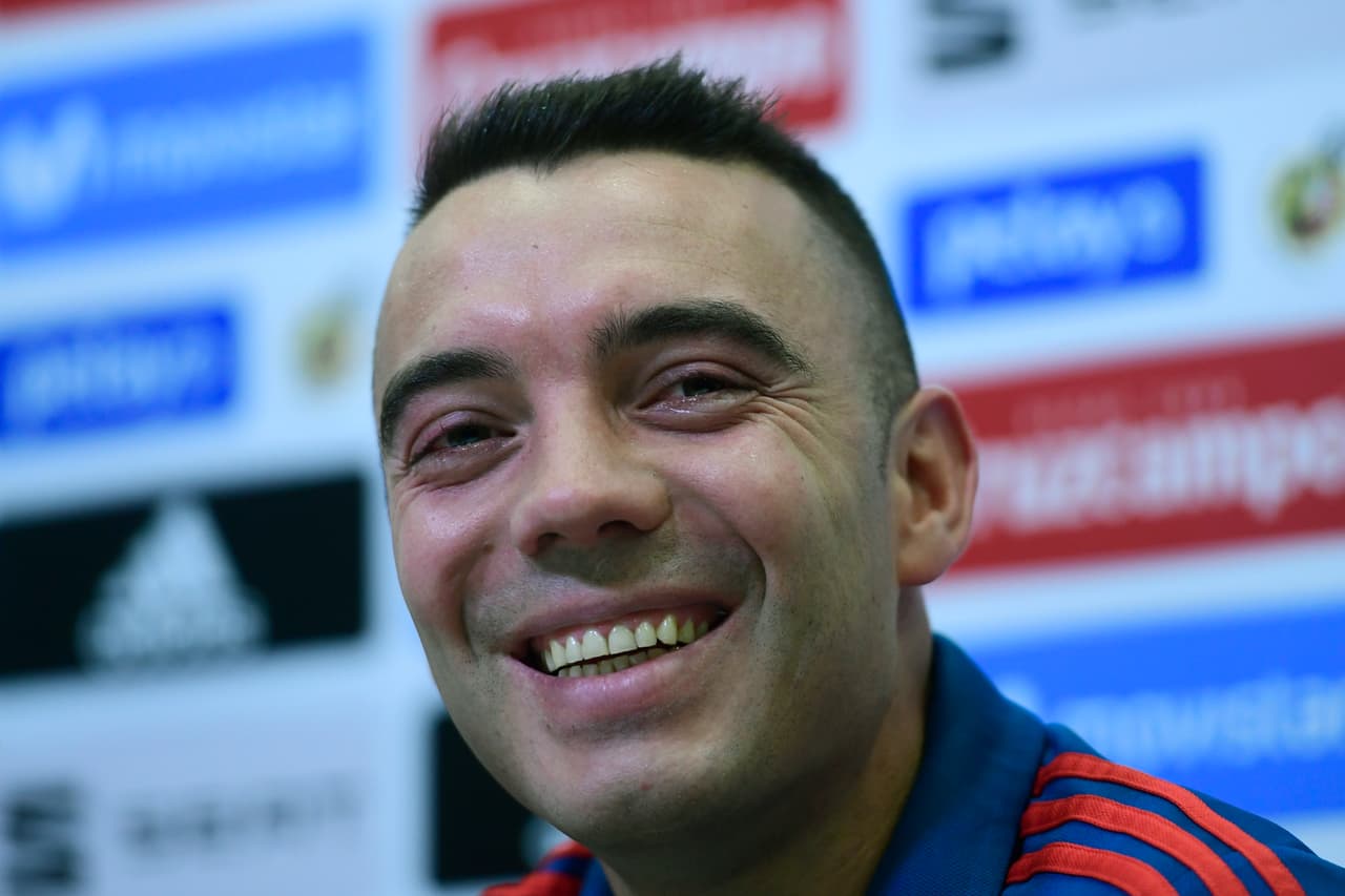 Spain's forward Iago Aspas gives a press conference at the Spanish Football Federation's "Ciudad del Futbol" in Las Rozas, near Madrid on May 29, 2018. (Photo by PIERRE-PHILIPPE MARCOU / AFP) (Photo credit should read PIERRE-PHILIPPE MARCOU/AFP/Getty Images)