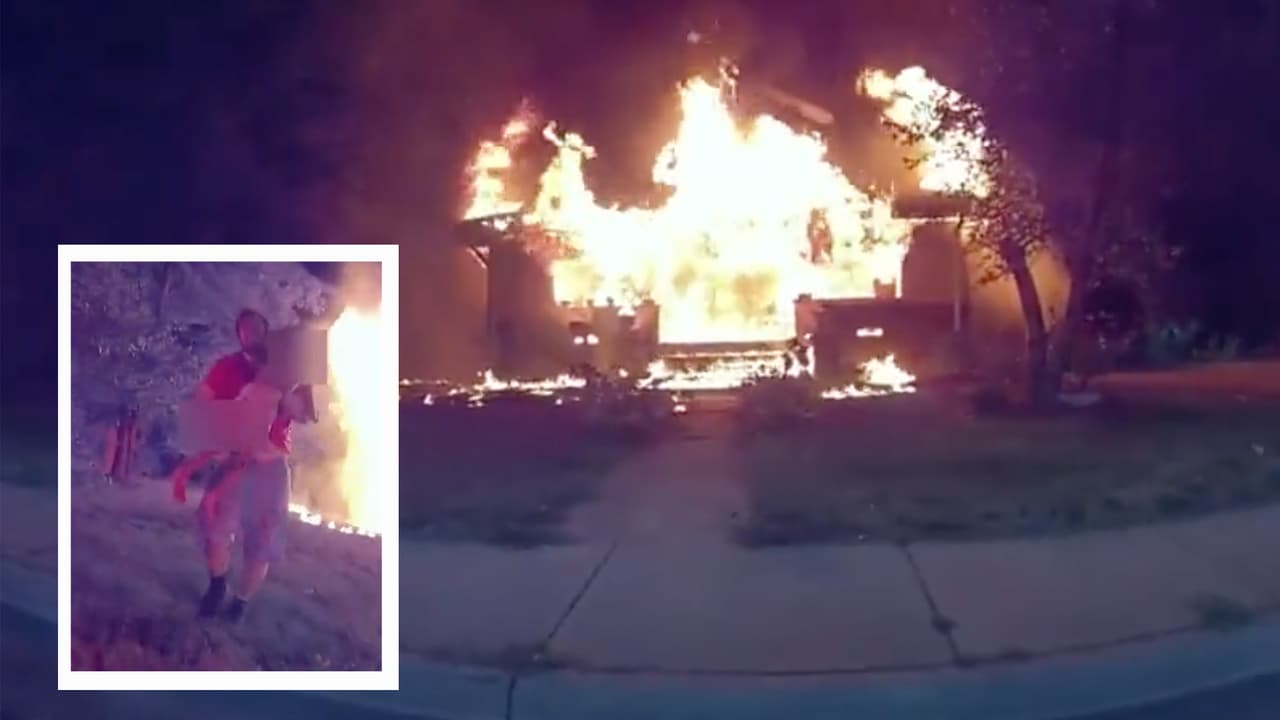 Hombre entra a una casa en llamas y salva a cinco personas