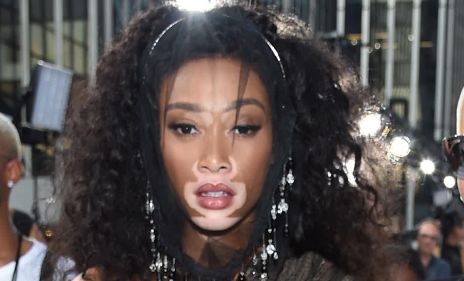 El original accesorio para el pelo que sorprendió a todos fue el de la modelo canadiense 
<a href="https://www.instagram.com/winnieharlow/?hl=en">Winnie Harlow</a>. Era como una especie de banda que colgaba hasta el frente de la cara ¿extraño no? Lo bueno fue que no se le enredaron sus lindos rizos. En cuanto al maquillaje fue muy discreto, los protagonistas fueron los párpados en tonos marrones y las cejas bien marcadas.
<br>