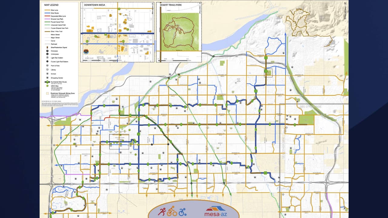 De acuerdo con funcionarios, el proyecto “
<a href="https://www.mesaaz.gov/residents/streets-transportation/bike-pedestrian-program?locale=en" target="_blank">Bike & Pedestrian Program</a>” , toma forma a lo largo de la Avenida Primera entre 
<b>Country Club Drive y Hibbert</b>. Para ver el mapa de rutas en bicicleta de Mesa, 
<a href="https://www.mesaaz.gov/home/showpublisheddocument/32516/636855570690570000" target="_blank">haga clic aquí</a>.
