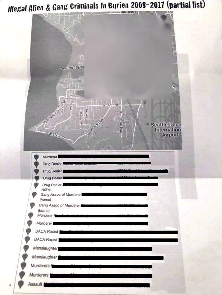 El polémico folleto repartido en la localidad de Burien.