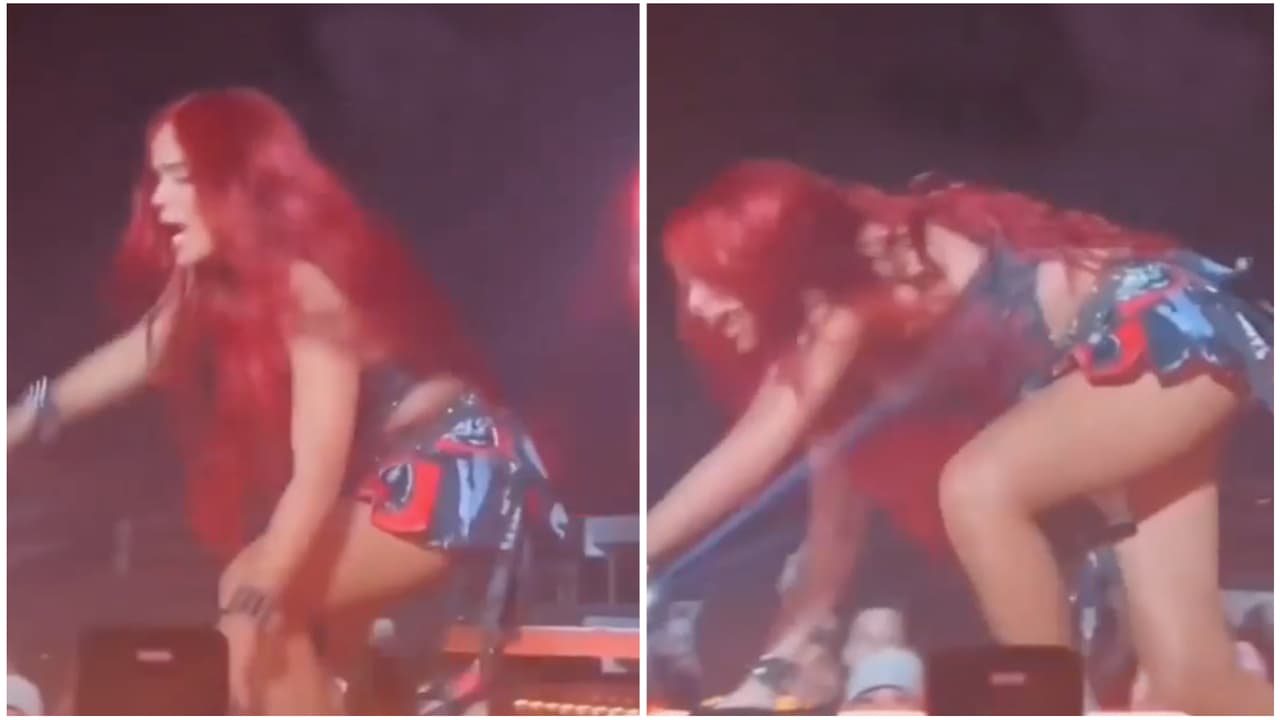 Karol G tiene una 'maldición' en Miami: volvió a tropezar en su show y por poco sufre una fuerte caída