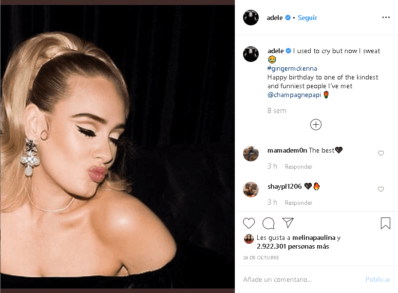 Incluso, ella misma bromeó al respecto: "
<b>Solía llorar, pero ahora sudo"</b>, escribió.