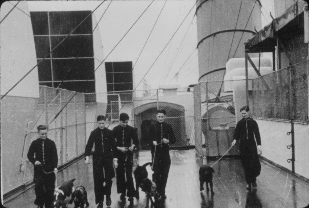 Los mozos cumplían con atender las necesidades de los pasajeros, incluido pasear a sus mascotas.