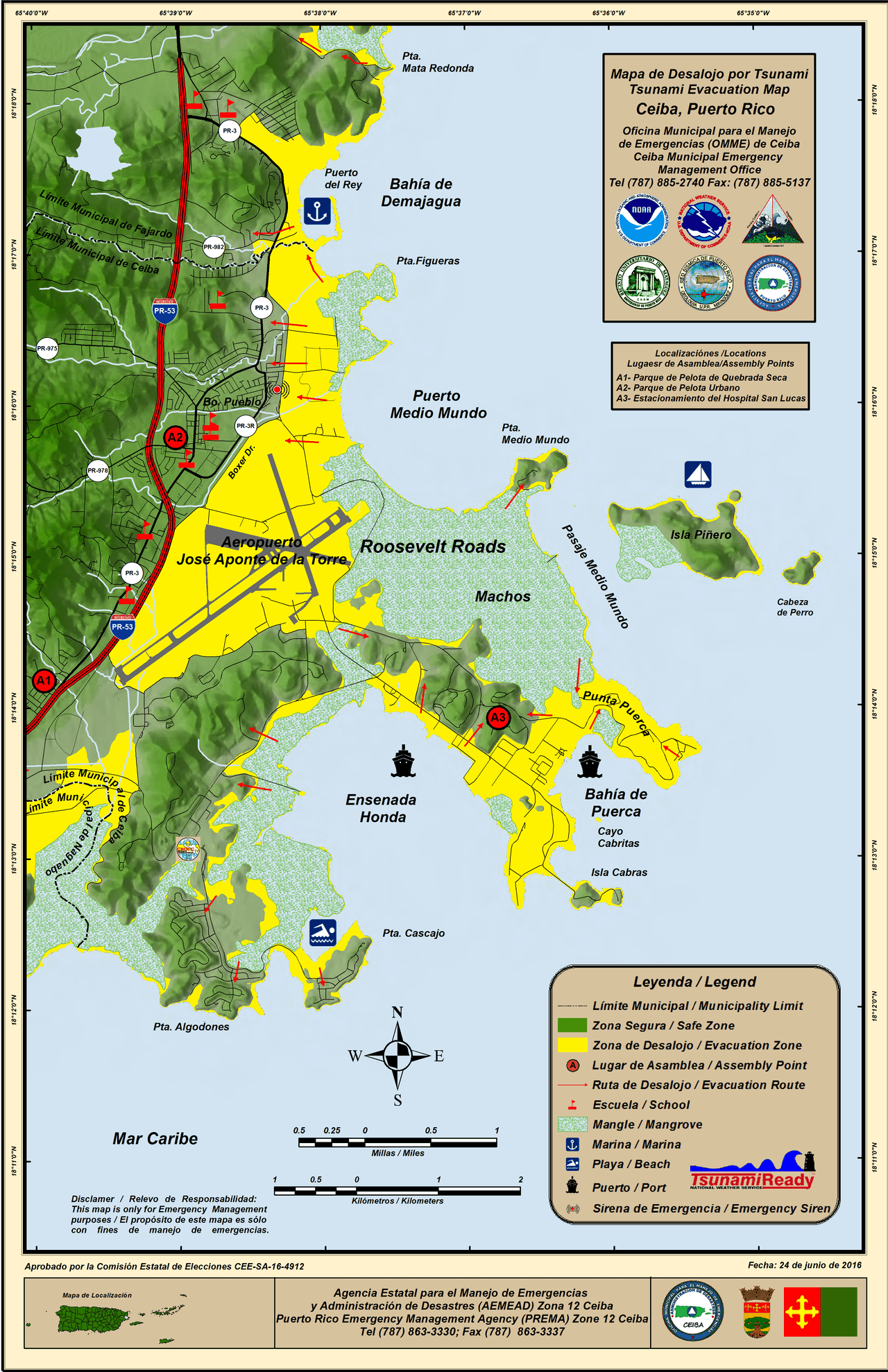 Mapa de desalojo de Ceiba