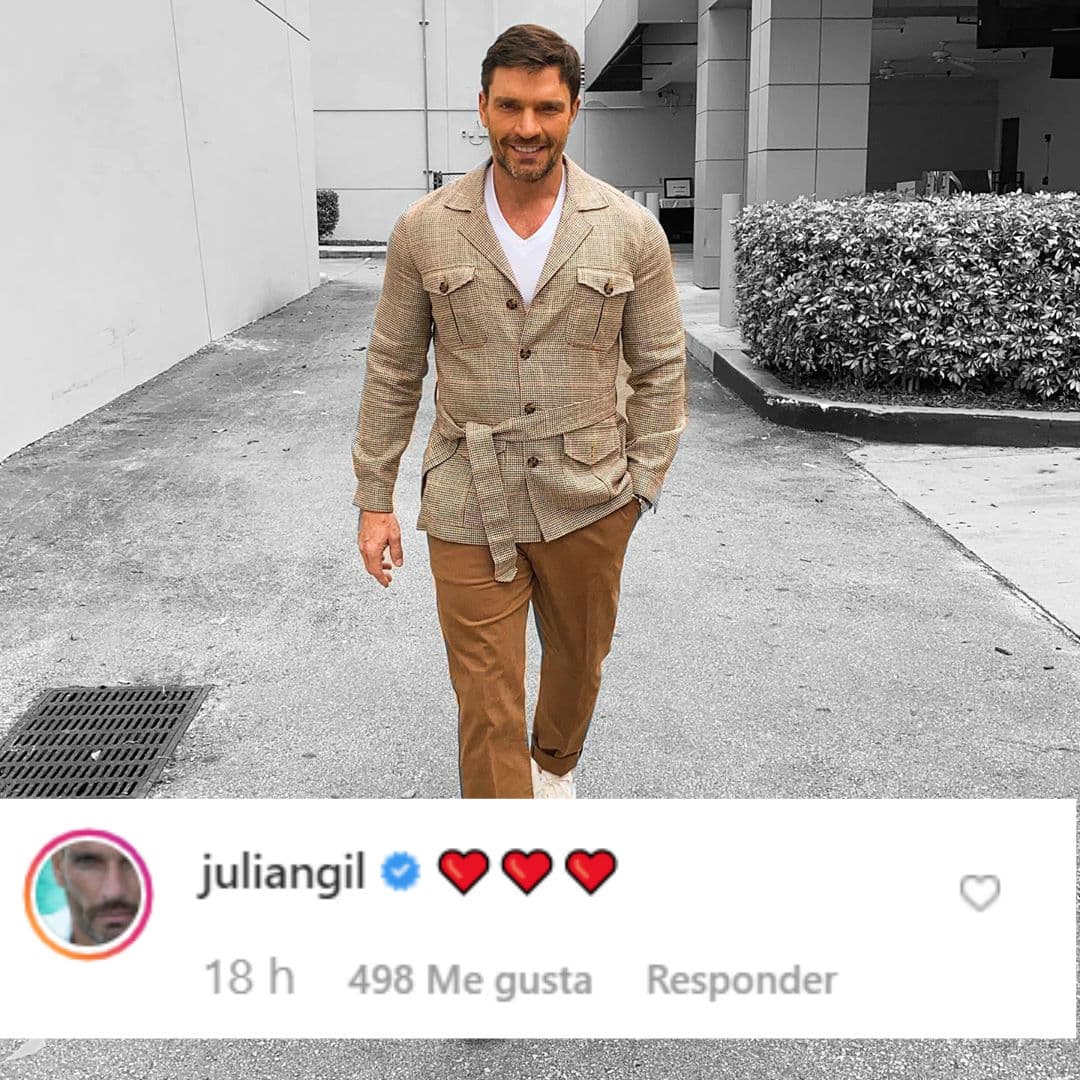 Lo mismo hizo Julián Gil, quien comparte un hijo con Marjorie, reaccionando con tres corazones.