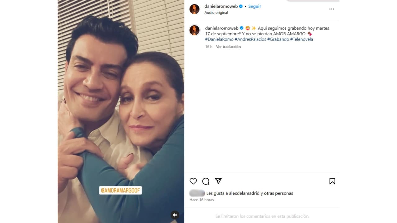 Daniela Romo se encuentra grabando la telenovela Amor Amargo con Andrés Palacios.