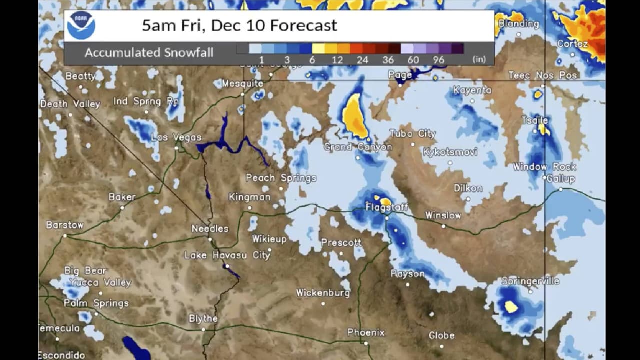 En las próximas horas podrá caer varias pulgadas de nieve al norte de Arizona, por lo que piden a conductores de Arizona a manejar con cuidado en medio de la nieve.
