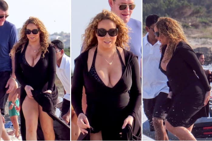 Mariah se fue a pasear a Ibiza, y por poco enseña de más, aún así la diva supo prevenirse del viento traicionero.