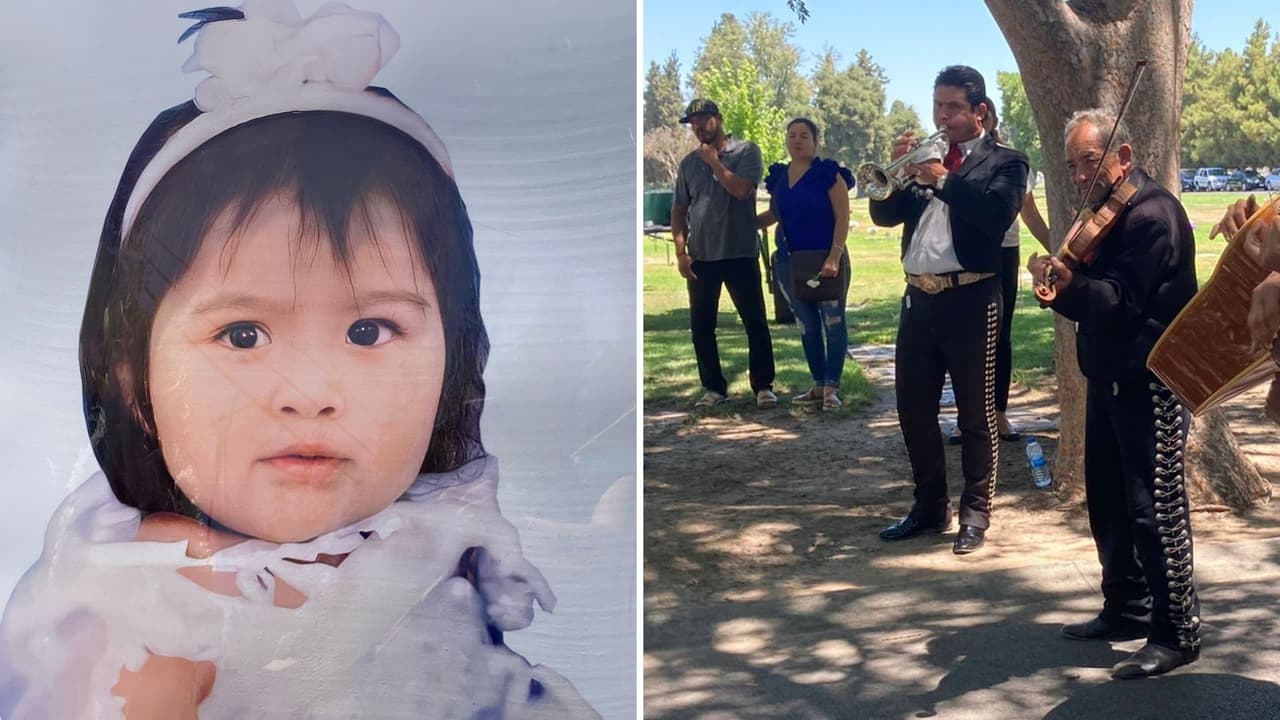 Este lunes familiares de Jessica Campos despidieron a la pequeña en el Cementerio de Visalia. La niña de 3 años murió sofocada dentro un auto a 90°F mientras su madre procesaba marihuana.
<br>