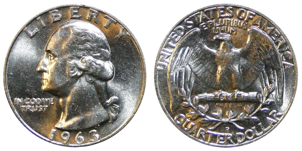 Otras monedas que son consideradas como costosas son por ejemplo la "1963 Washington Quarter". La cual tiene un valor monetario de $0,25, pero su precio estimado es desde $5 y hasta más de $15,000.
