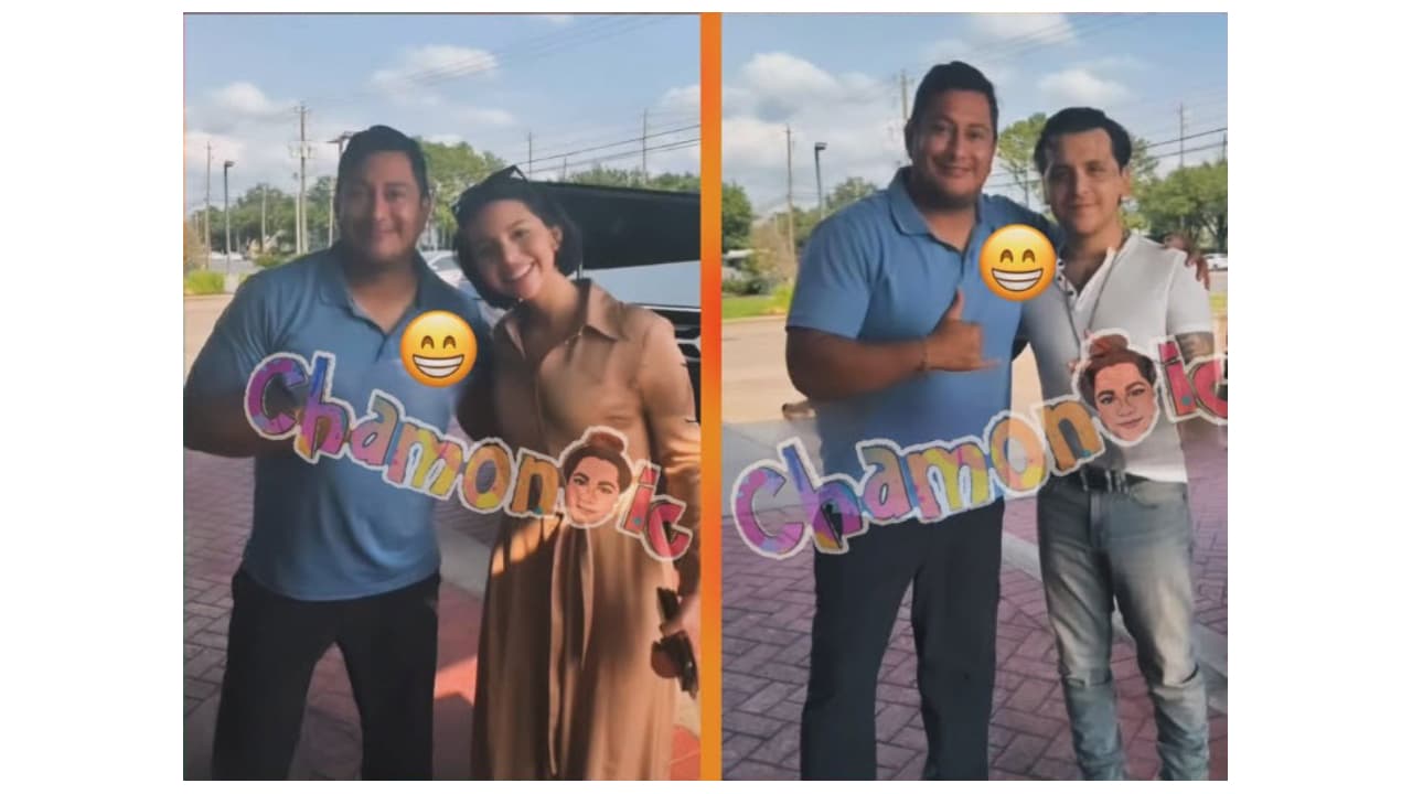 Nodal y Ángela Aguilar con un fan.