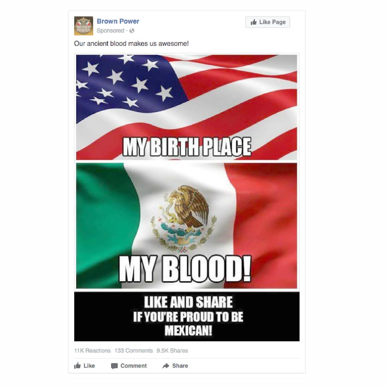 <b>Anuncio 2577.</b> “La sangre de nuestros ancestros nos hace fabulosos”.
<br>
<b>Costo:</b> 500 rublos (8.01 dólares).