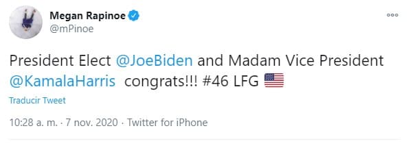 Así reaccionó el deporte a la victoria virtual de Biden | Donald Trump dejaría de ser presidente de los Estados Unidos y los atletas expresaron su sentir en redes sociales.