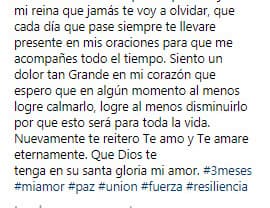 Además, le prometió amor eterno a tres meses de haberla perdido.
