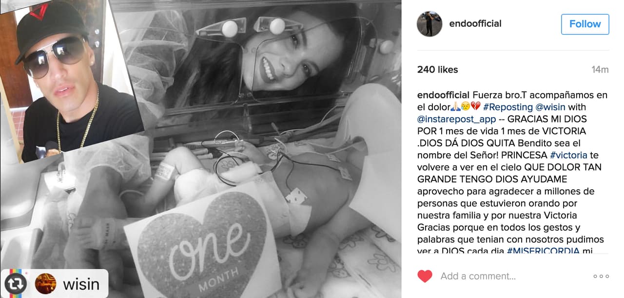 El cantante de reggaetón Endo no se quedó tampoco sin expresar que los acompaña en ese dolor.