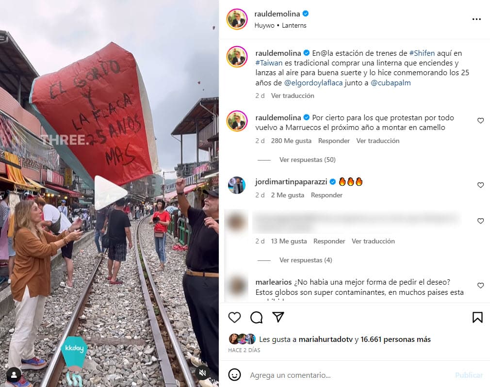 Raúl de Molina responde a las críticas durante sus vacaciones a Taiwán.