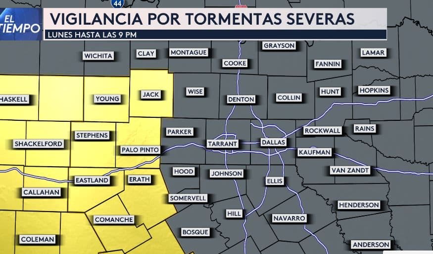 Emiten Vigilancia por Tormentas Severas para algunos condados del norte de Texas