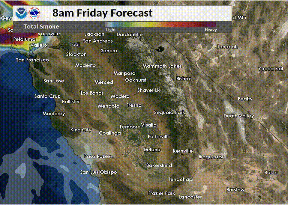 Humo tóxico de los incendios se propaga hacia el valle de San Joaquín