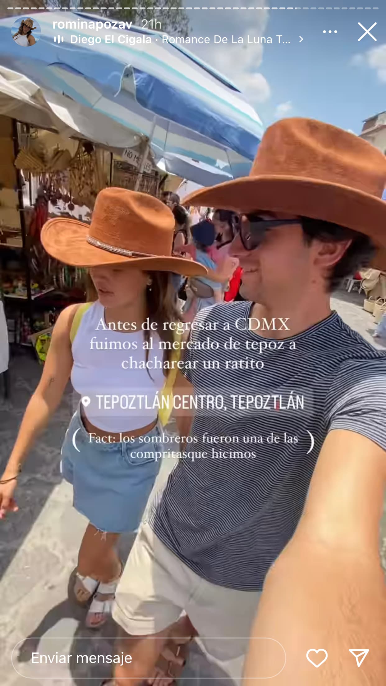 Además, de su estancia en contacto con la naturaleza, se dieron un tiempo para visitar el colorido pueblo de Tepoztlán y comprar algunas artesanías típicas del destino turístico.