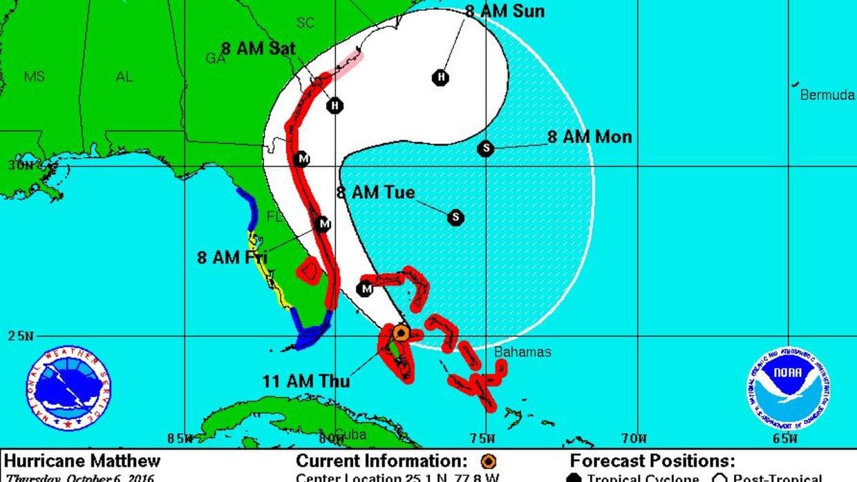 Matthew amenaza con regresar a Florida la semana que viene, pero mucho más debilitado