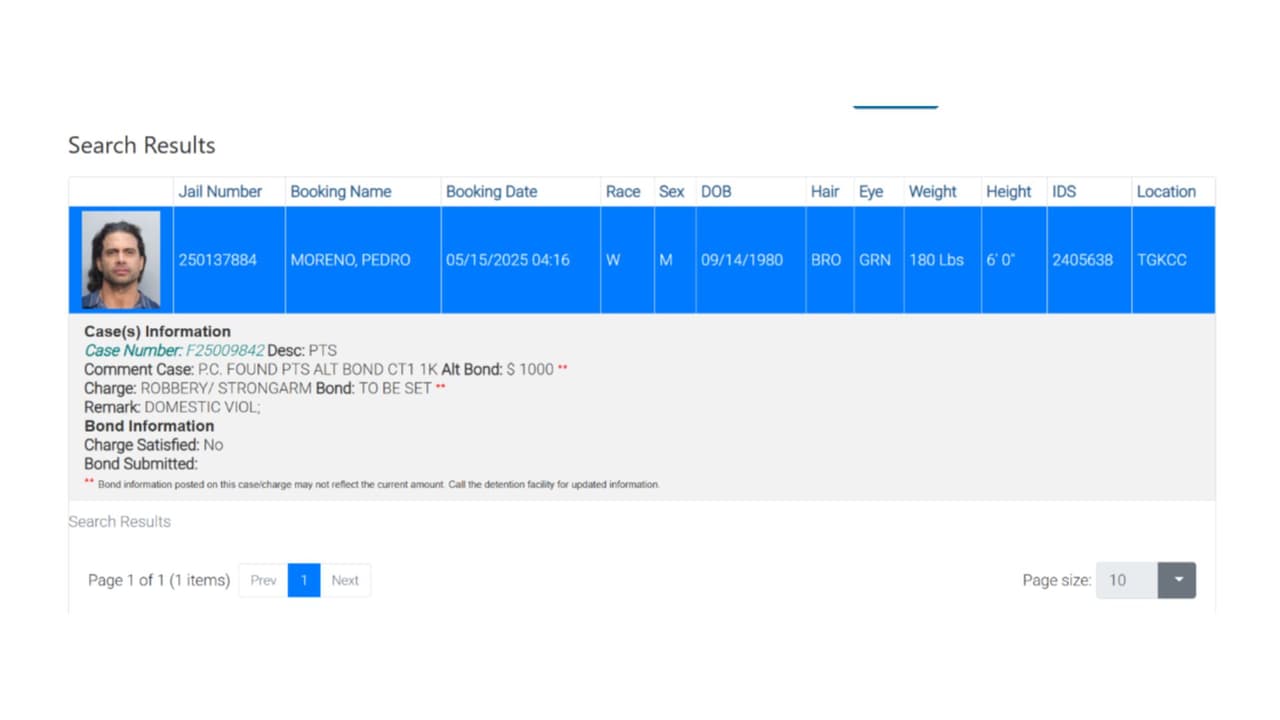 Pedro Moreno arrestado en Florida.